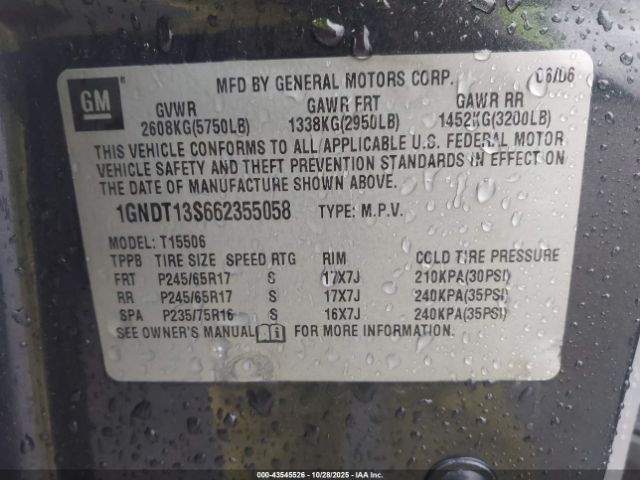 2006 CHEVROLET TRAILBLAZER 1GNDT13S662355058 Photo 8