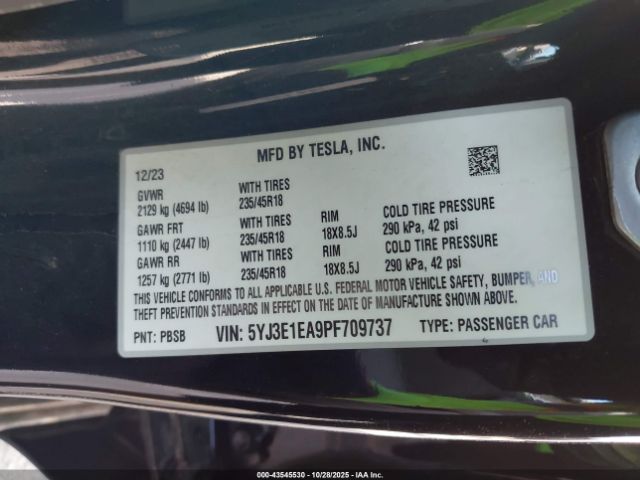 2023 TESLA MODEL 3 5YJ3E1EA9PF709737 Photo 8