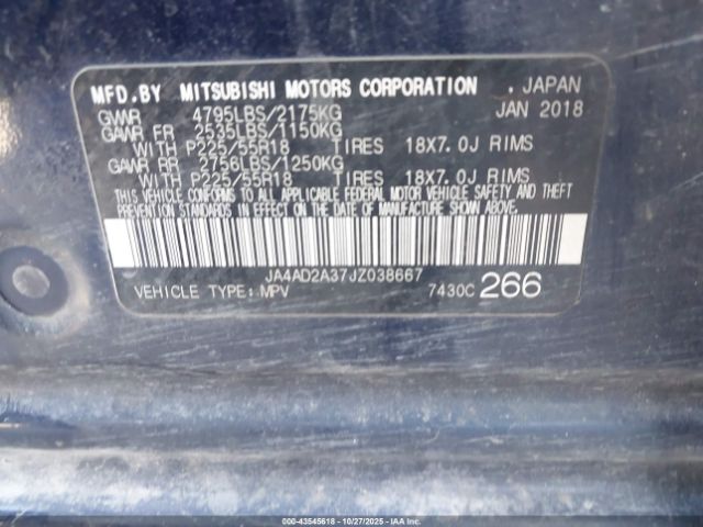 2018 MITSUBISHI OUTLANDER JA4AD2A37JZ038667 Photo 8