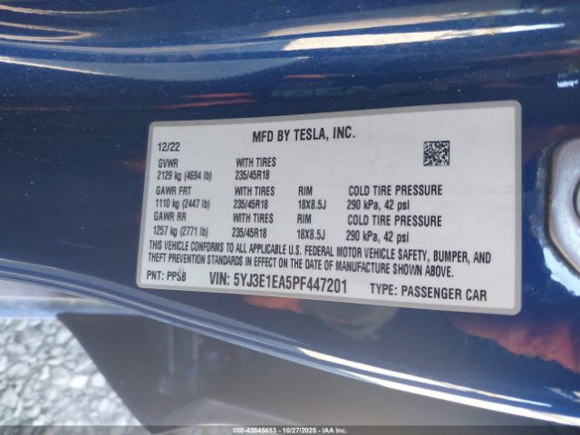 2023 TESLA MODEL 3 5YJ3E1EA5PF447201 Photo 8