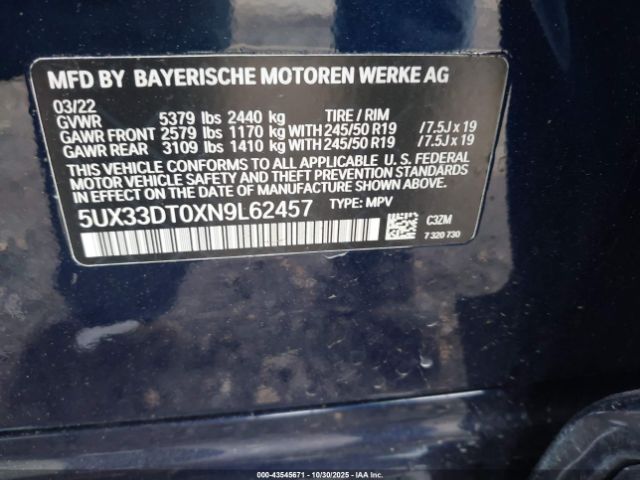 2022 BMW X4 5UX33DT0XN9L62457 Photo 8