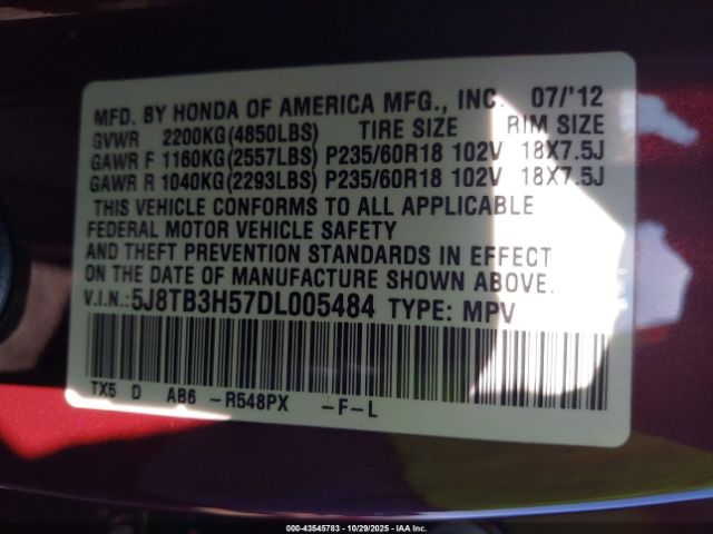 2013 ACURA RDX 5J8TB3H57DL005484 Photo 8