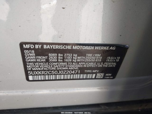 2018 BMW X5 5UXKR2C50J0Z20471 Photo 8