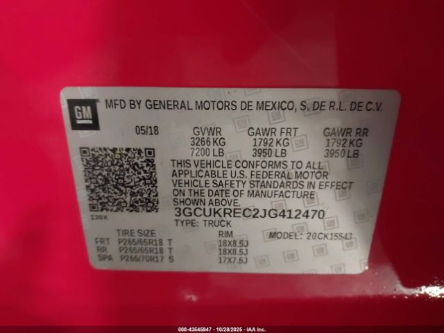 2018 CHEVROLET SILVERADO 1500 3GCUKREC2JG412470 Photo 8