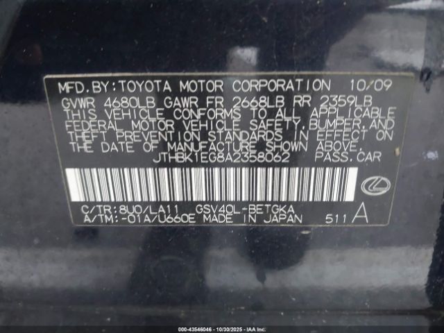 2010 LEXUS ES 350 JTHBK1EG8A2358062 Photo 8
