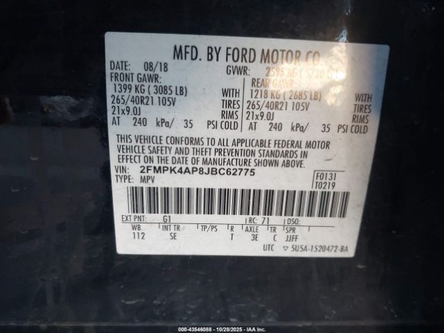 2018 FORD EDGE 2FMPK4AP8JBC62775 Photo 8