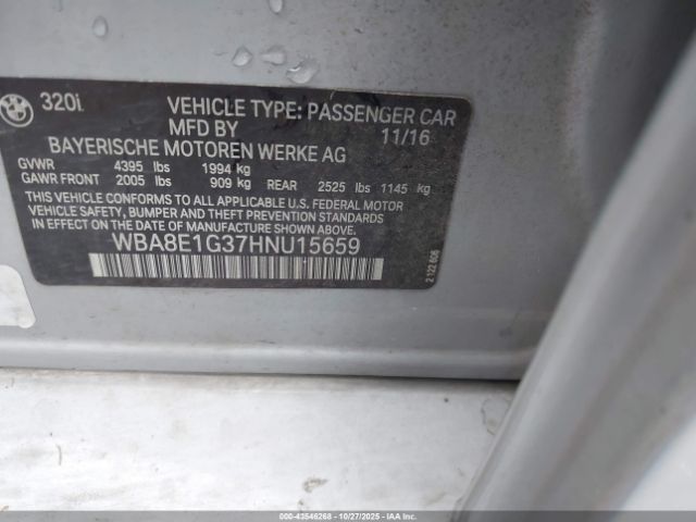 2017 BMW 320I WBA8E1G37HNU15659 Photo 8