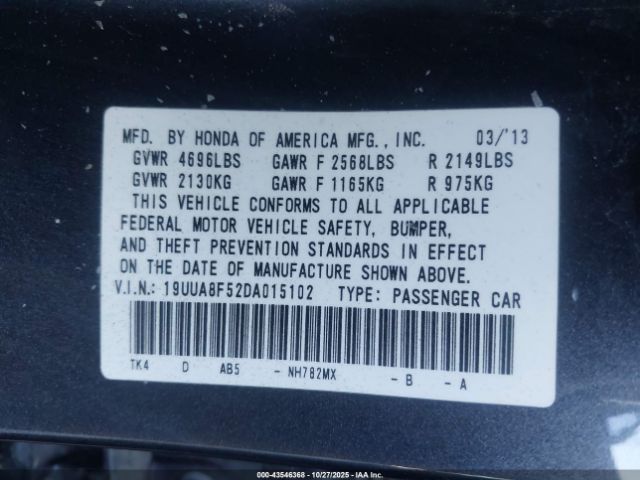 2013 ACURA TL 19UUA8F52DA015102 Photo 8