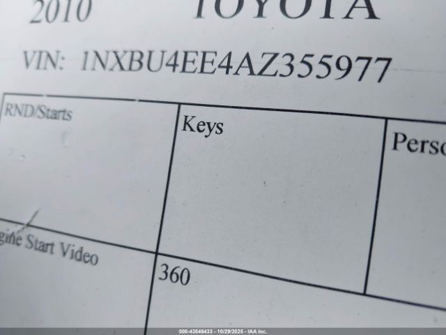 2010 TOYOTA COROLLA 1NXBU4EE4AZ355977 Photo 8