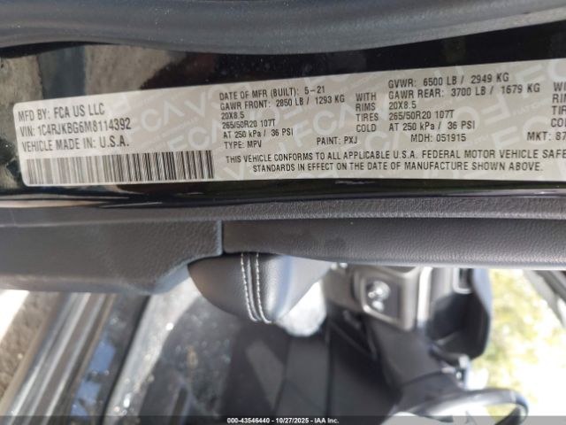 2021 JEEP GRAND CHEROKEE L 1C4RJKBG6M8114392 Photo 8