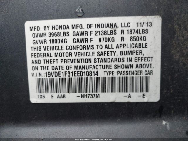 2014 ACURA ILX 19VDE1F31EE010814 Photo 8