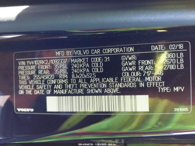 2018 VOLVO XC60 YV4102RK2J1092337 Photo 8