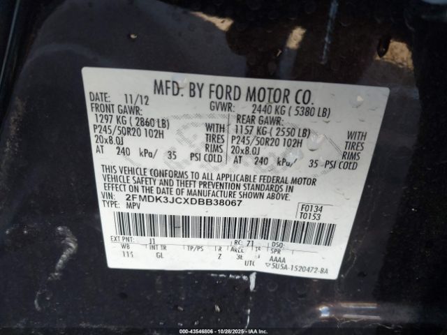 2013 FORD EDGE 2FMDK3JCXDBB38067 Photo 8
