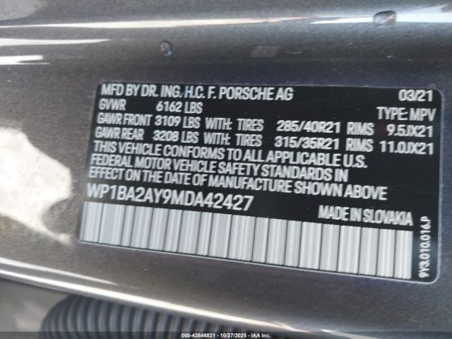 2021 PORSCHE CAYENNE COUPE WP1BA2AY9MDA42427 Photo 8