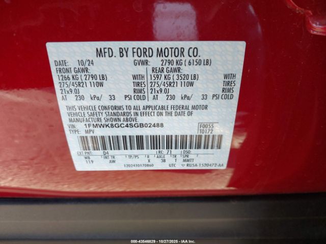 2025 FORD EXPLORER 1FMWK8GC4SGB02488 Photo 8