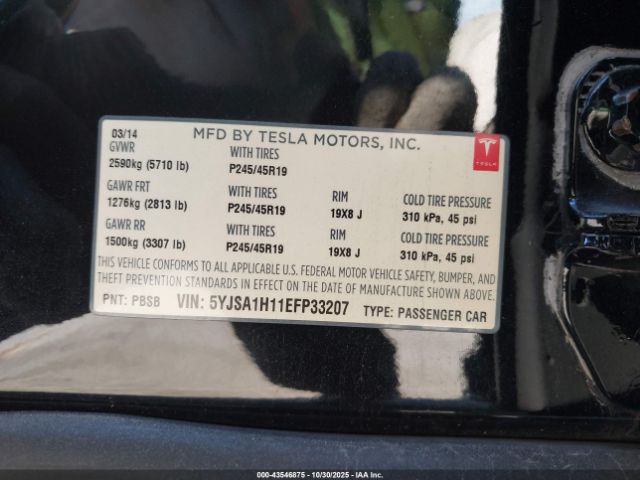 2014 TESLA MODEL S 5YJSA1H11EFP33207 Photo 8