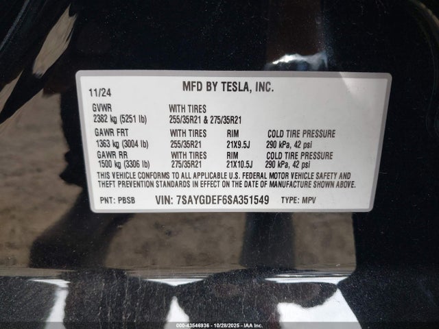 2025 TESLA MODEL Y 7SAYGDEF6SA351549 Photo 8