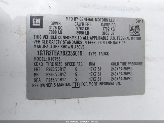 2011 GMC SIERRA 1500 1GTR2TEA7BZ335016 Photo 8