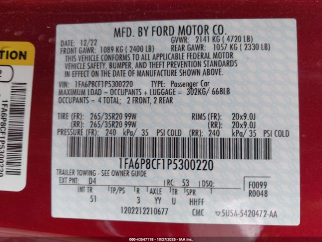 2023 FORD MUSTANG 1FA6P8CF1P5300220 Photo 8