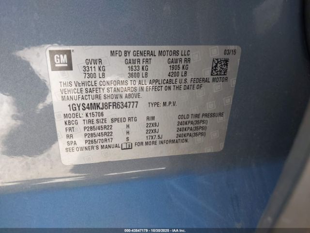 2015 CADILLAC ESCALADE 1GYS4MKJ8FR634777 Photo 8