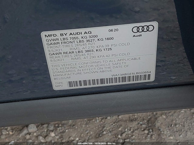 2020 AUDI E-TRON SPORTBACK WA13ABGE5LB033554 Photo 8