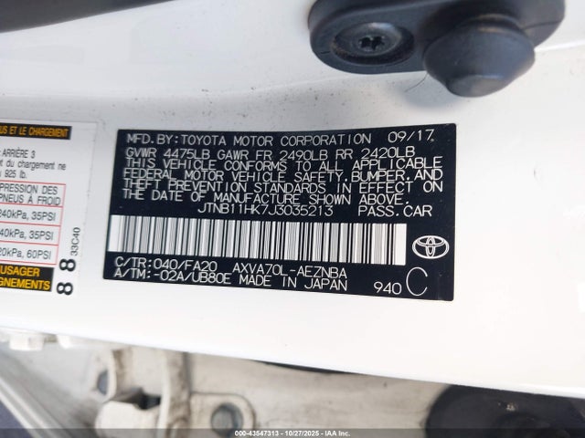 JTNB11HK7J3035213 Toyota CAMRY LE