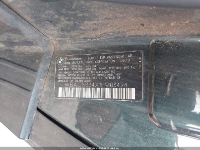 2001 BMW Z3 WBACN334X1LM03494 Photo 8