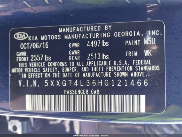 2017 KIA OPTIMA 5XXGT4L36HG121466 Photo 8