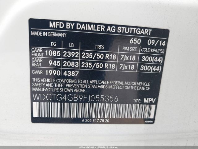 2015 MERCEDES-BENZ GLA 250 WDCTG4GB9FJ055356 Photo 8