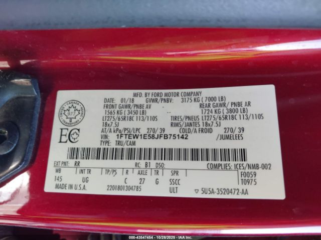 2018 FORD F-150 1FTEW1E58JFB75142 Photo 8