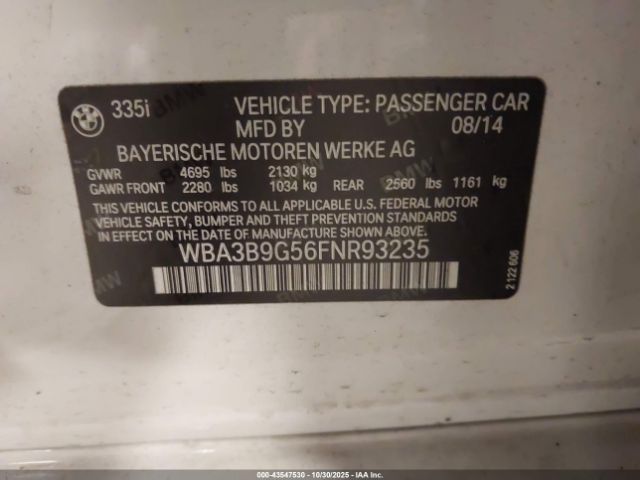 2015 BMW 335I WBA3B9G56FNR93235 Photo 8