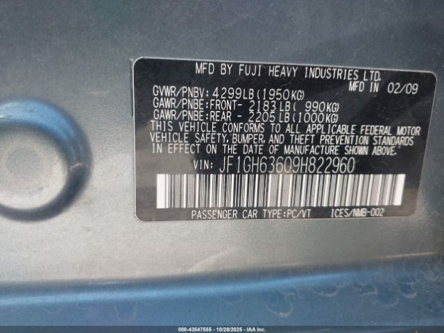 2009 SUBARU IMPREZA OUTBACK SPORT JF1GH63609H822960 Photo 8