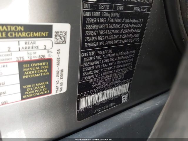 2019 LAND ROVER RANGE ROVER SPORT SALWR2RV8KA820598 Photo 8