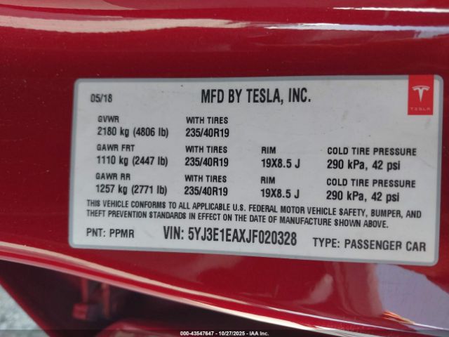 2018 TESLA MODEL 3 5YJ3E1EAXJF020328 Photo 8