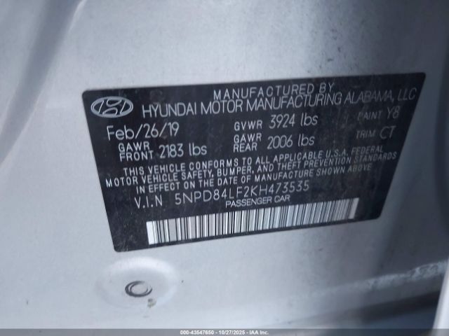 2019 HYUNDAI ELANTRA 5NPD84LF2KH473535 Photo 8