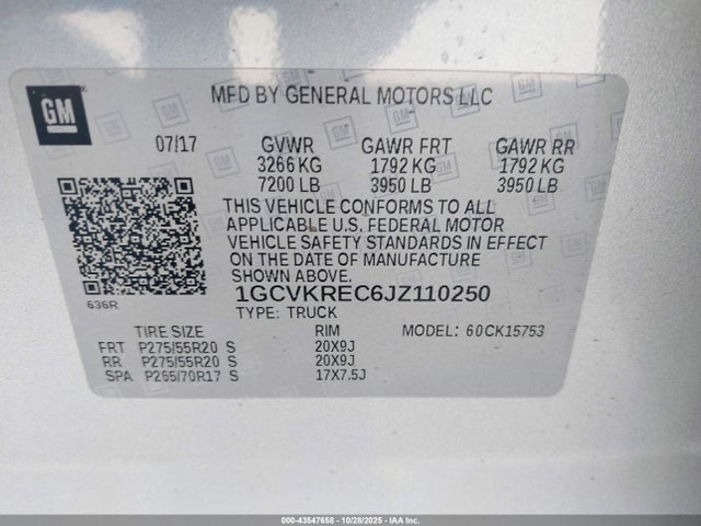 1GCVKREC6JZ110250 Chevrolet Silverado 1500 2lt