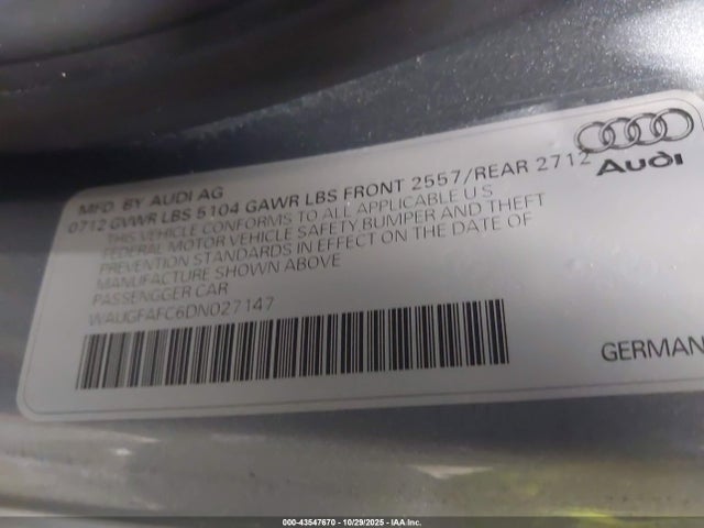 2013 AUDI A6 WAUGFAFC6DN027147 Photo 8