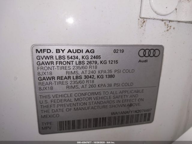 2019 AUDI Q5 WA1ANAFY1K2074487 Photo 8