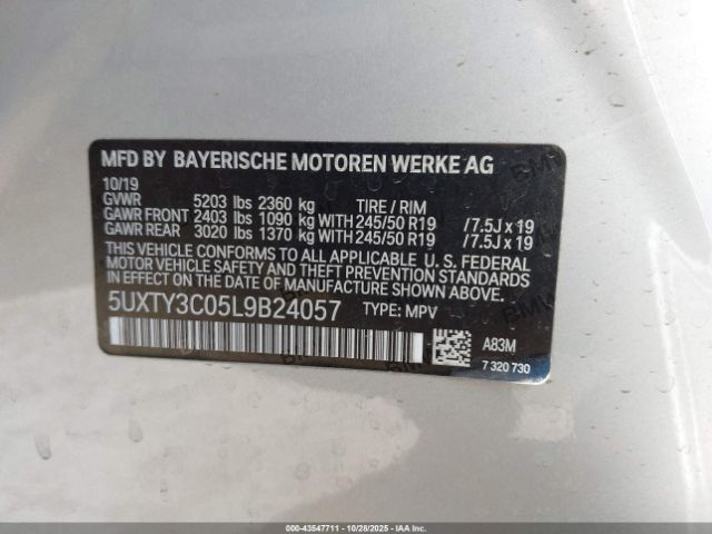 2020 BMW X3 5UXTY3C05L9B24057 Photo 8