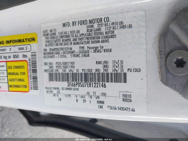 Ford Fusion Energi Titanium 2014 3FA6P0SU7ER122146 Image 9