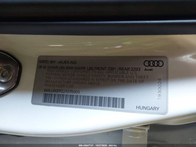 2018 AUDI A3 WAUJ8GFF2J1075003 Photo 8