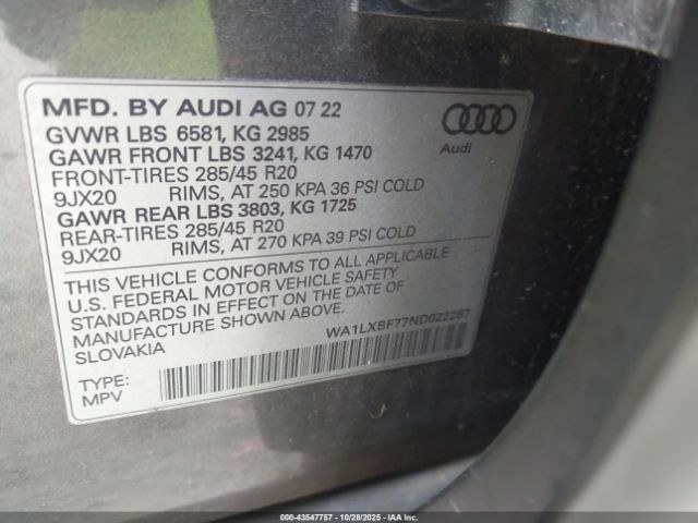 2022 AUDI Q7 WA1LXBF77ND022287 Photo 8