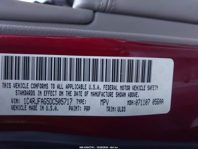 2013 Jeep Grand Cherokee Laredo მანქანა იყიდება აუქციონზე, vin: 1C4RJFAG5DC505717, აუქციონის ნომერი: 43547761