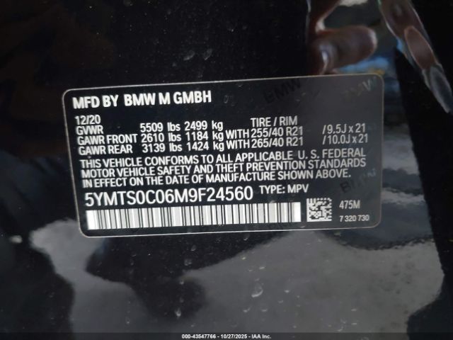 2021 BMW X3 M 5YMTS0C06M9F24560 Photo 8