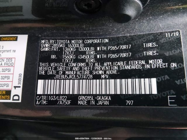 2020 TOYOTA 4RUNNER JTEBU5JR2L5774728 Photo 8