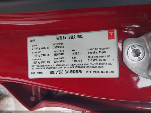 2018 TESLA MODEL 3 5YJ3E1EA1JF026020 Photo 8