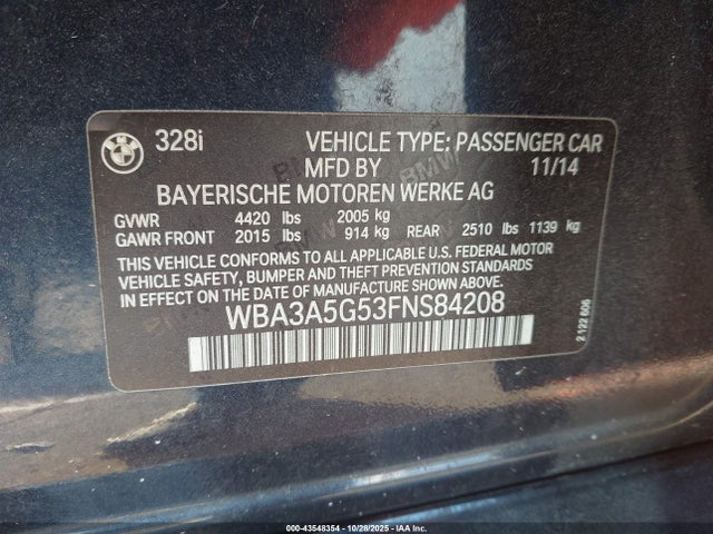 2015 BMW 328I WBA3A5G53FNS84208 Photo 8