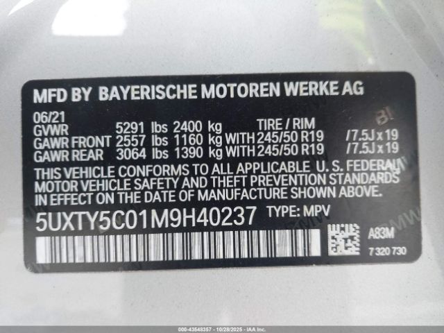 2021 BMW X3 5UXTY5C01M9H40237 Photo 8