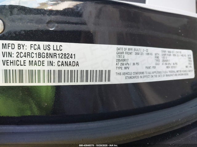 2022 CHRYSLER PACIFICA 2C4RC1BG8NR128241 Photo 8