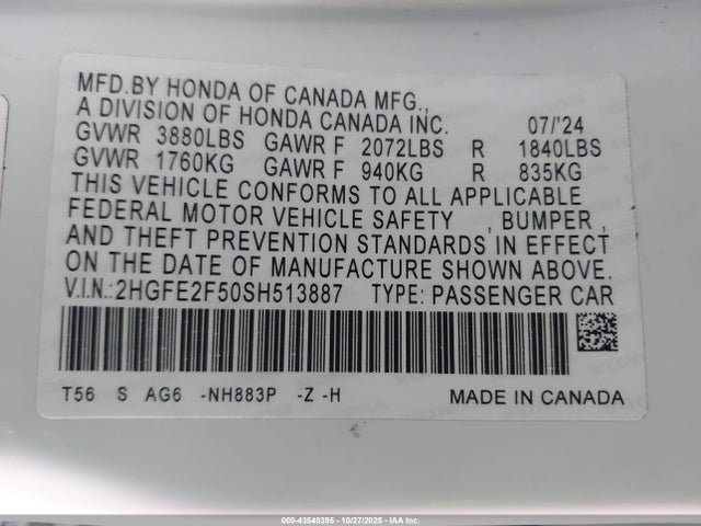 Honda Civic 2025 2HGFE2F50SH513887 Image 22